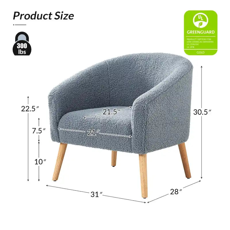 Sheila moderner 30 W Bouclé-Sessel mit Beinen aus Massivholz, 2er-Set von HULALA HOME