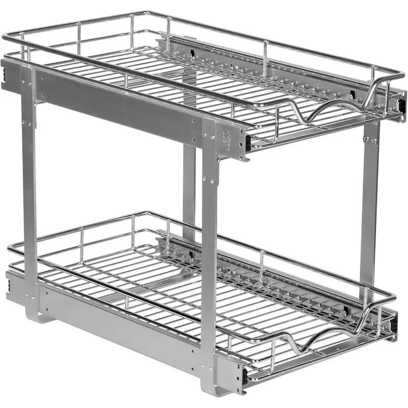 Organizzatore estraibile per mobili a 2 livelli in metallo resistente con garanzia limitata a vita - Finitura cromata antiruggine