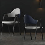 Modern Leather Curved Open Back Arm Dining Chair