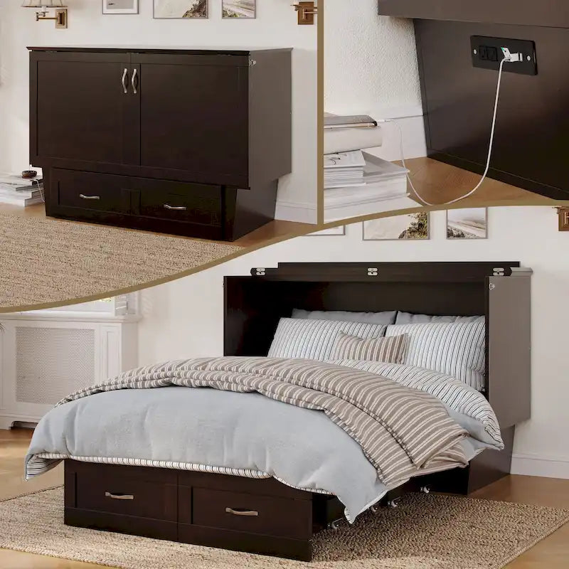 Cassettone letto a scomparsa Monroe matrimoniale con 6 materassi in memory foam