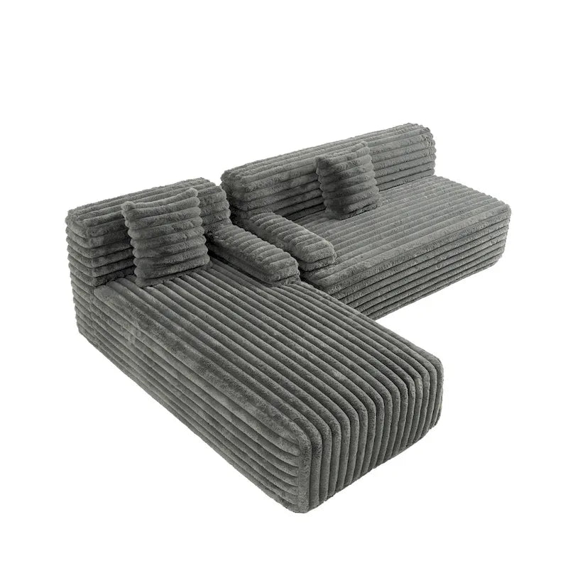 Modularna kutna sofa Cloud, moderna tapecirana sofa s 2 ukrasna jastuka, slobodno kombinirajuća modularna sofa u obliku slova L