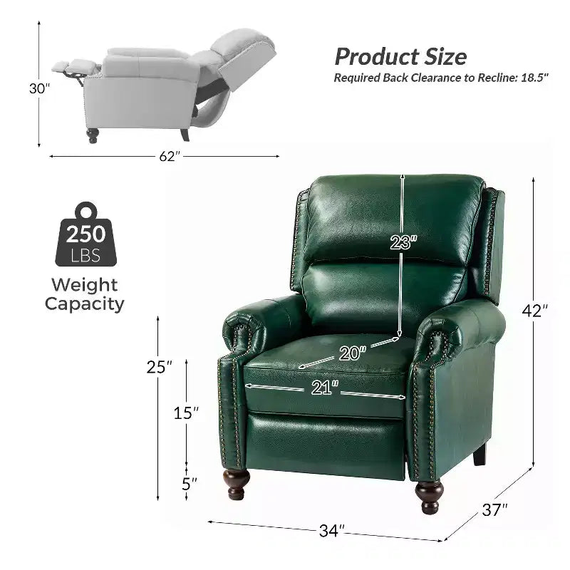 Set van 2 moderne Elisabete-fauteuils met hoge rugleuning van echt leer en vintage spijkerkopafwerking voor woonkamer en slaapkamer| ART OF LIVING DESIGNS