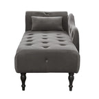 Modern 60.6  Velvet Upholstered Buttons Tufted Chaise Lounge Chair with Solid Wood Legs and Nailheads
