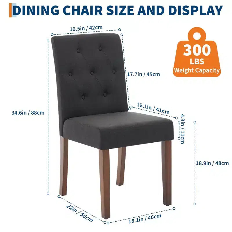Parsons-eetkamerstoelen met knopen en capitonnering, set van 6 / 4 – gestoffeerde keukenstoelen met houten poten en gewatteerde zittingen – meubels voor woonkamer en keuken