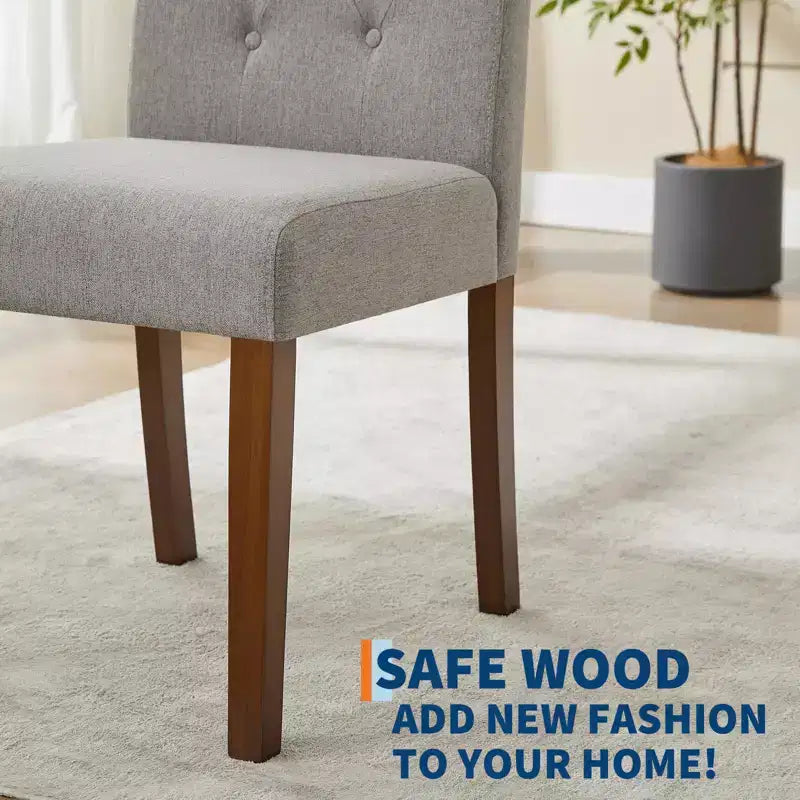 Parsons-eetkamerstoelen met knopen en capitonnering, set van 6 / 4 – gestoffeerde keukenstoelen met houten poten en gewatteerde zittingen – meubels voor woonkamer en keuken