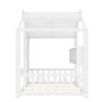 Huisvormig platformbed voor eenpersoonsbed/tweepersoonsbed, peuter-vloerbed, Montessori-kinderbed en speelhuisbed met opbergplank - ModernLuxe