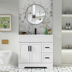 Wavy Line 30/36/48 Bathroom Vanity Set with Sink & Faucet