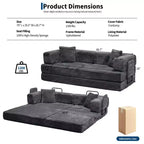 80.7 5-in-1 Convertible Sleeper Sofa Bed 鈥?Corduroy, 1200 lbs, No Assembly