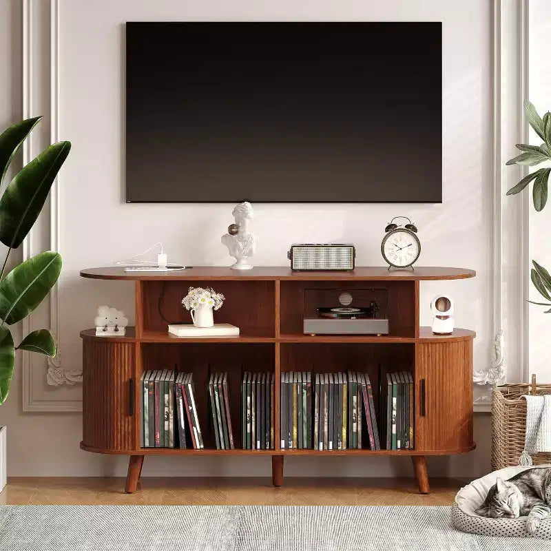 COZONY Aufbewahrungsschrank für 6 Flaschen mit Glashalter und offenen Regalen für Küche, Esszimmer und Wohnbereich