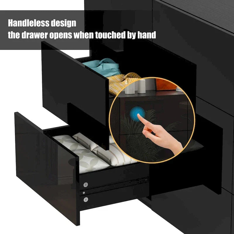 Cassettiera a 9 cassetti, mobile contenitore e organizzatore per camera da letto con luce