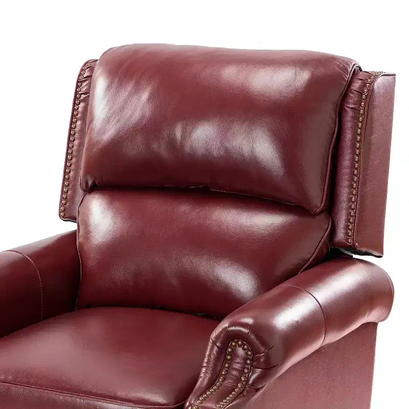 Set van 2 moderne Elisabete-fauteuils met hoge rugleuning van echt leer en vintage spijkerkopafwerking voor woonkamer en slaapkamer| ART OF LIVING DESIGNS