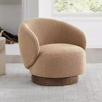 Spruce&Spring Upholstered Swivel Accent Barrel Chair with Wood Base