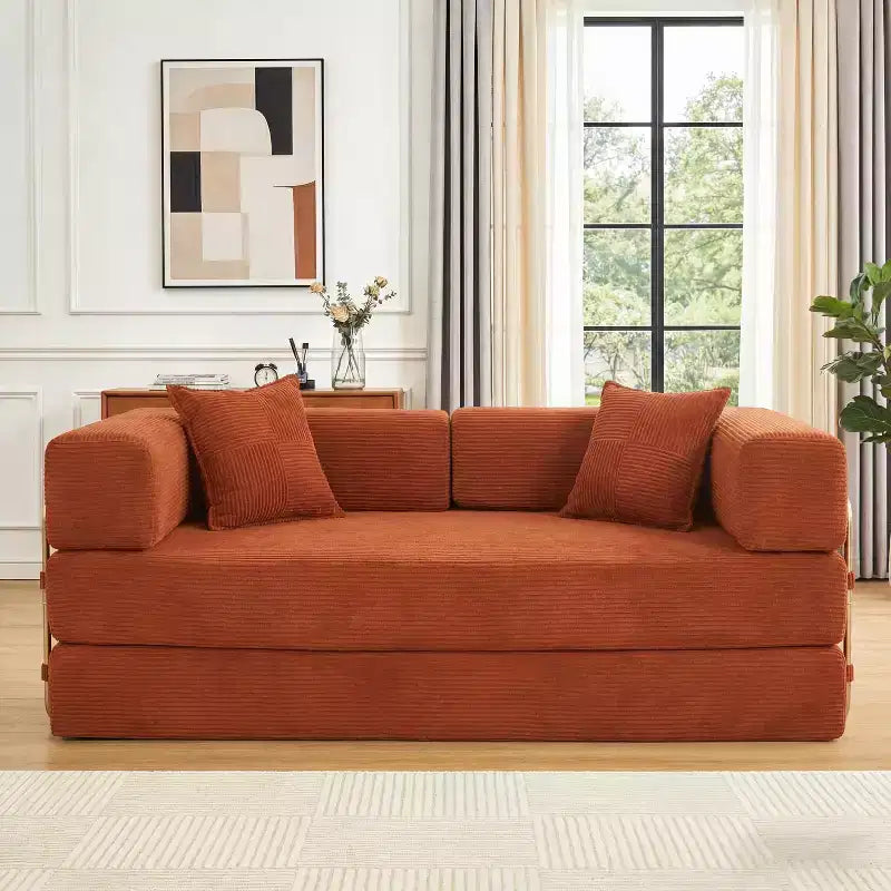 Divano letto pieghevole Dyonery 78, divano in velluto a coste convertibile, letto da pavimento king size, combinazione modulare fai da te 4-in-1, divano apribile confortevole
