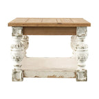 Rechthoekige salontafel van antiek witgewassen hout