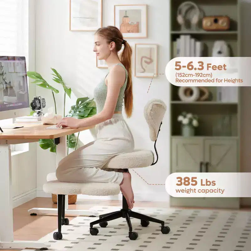Pinmoco ergonomska uredska stolica s prekriženim nogama, podesiva meditacijska stolica, okretanje za 360°, lumbalna potpora, radna i uredska stolica, ADHD stolica