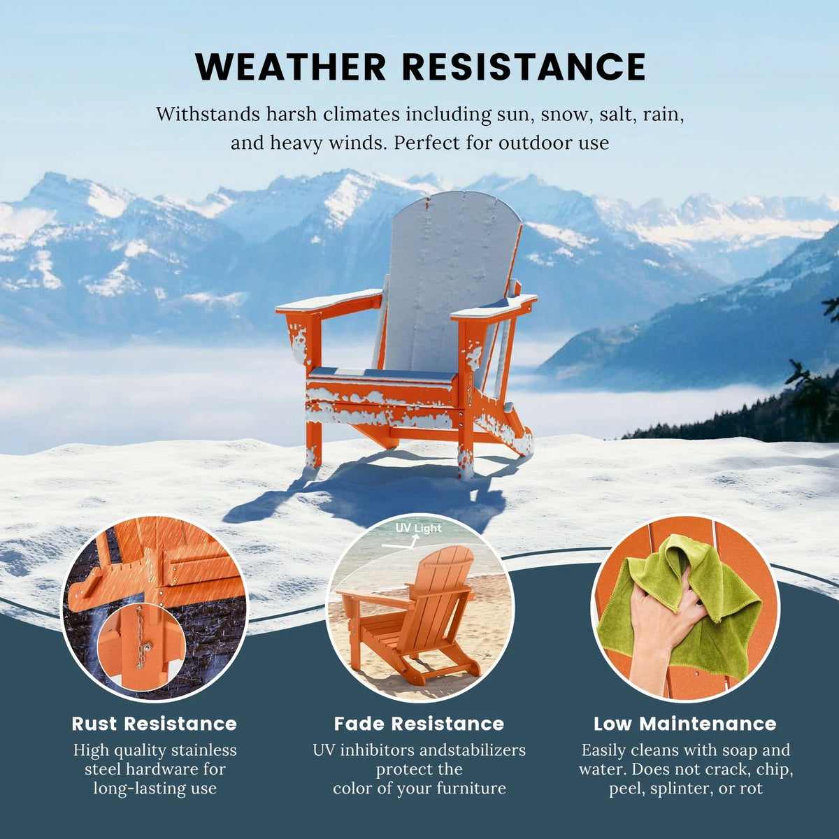 Polytrends Laguna Adirondack stolica za vanjsku terasu, otporna na izbljeđivanje i sve vremenske uvjete, sklopiva