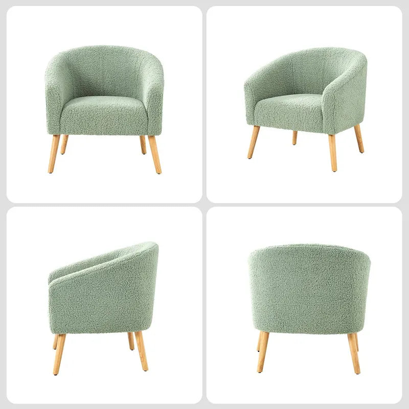 Sheila moderner 30 W Bouclé-Sessel mit Beinen aus Massivholz, 2er-Set von HULALA HOME
