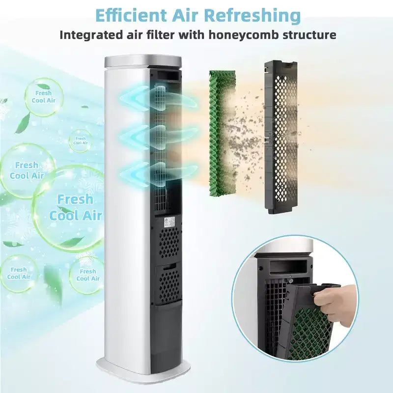 Costway 3-u-1 prijenosni isparavajući rashladni uređaj i 40' visoki ventilator rashladnog tornja bez lopatica s timerom