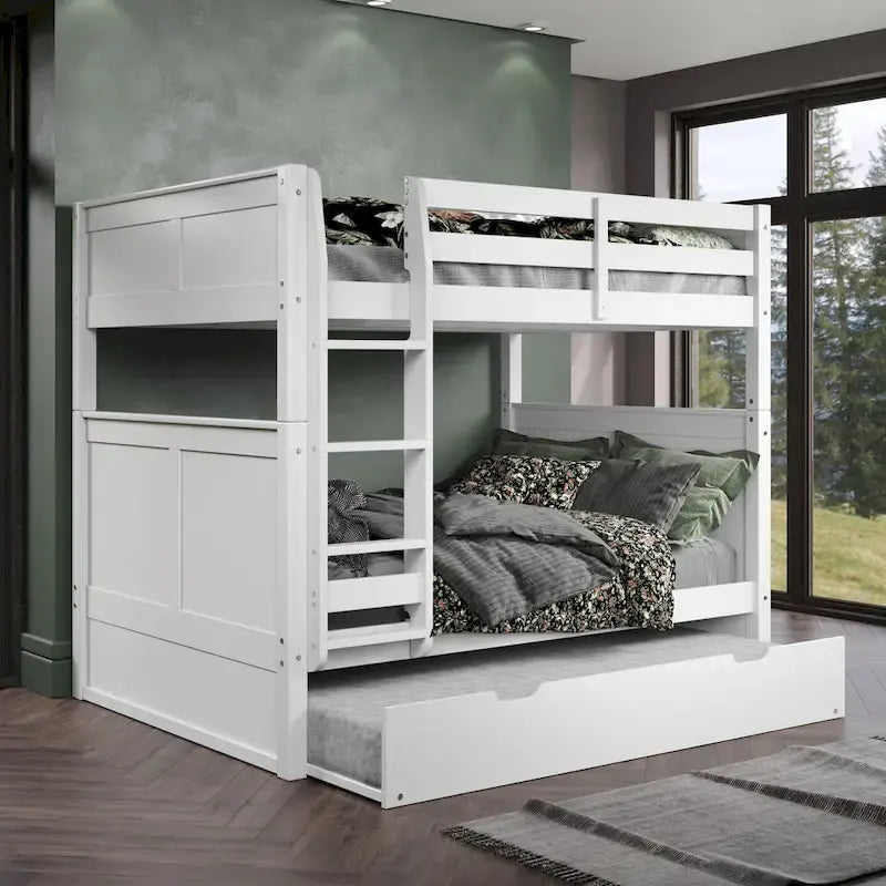 Camaflexi stapelbed in Full-over-Full-formaat met Twin-uitschuifbed - hoofdbord met panelen