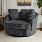 Extra grote 43 W pluche corduroy draaifauteuil met verzonken armleuningen en kuipvorm