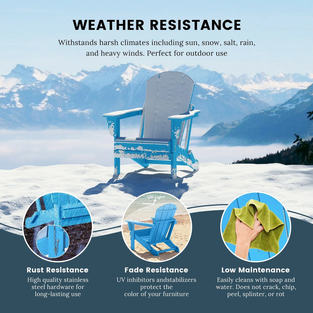 Polytrends Laguna Adirondack stolica za vanjsku terasu, otporna na izbljeđivanje i sve vremenske uvjete, sklopiva