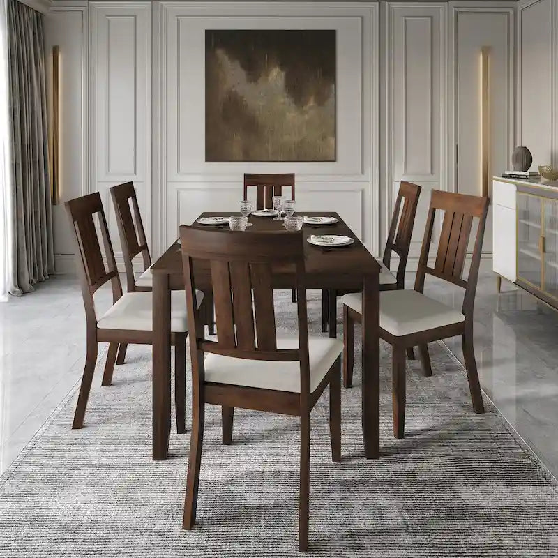 CraftPorch klassisches 7-teiliges Esszimmer-Set aus Holz
