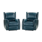 Genuine Leather Power Recliner with USB Port 鈥?Wingback Nailhead Set of 2