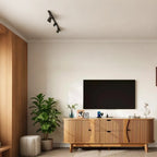 Black/Brown Mid Century TV Stand with 2 Drawers, for 1 Room