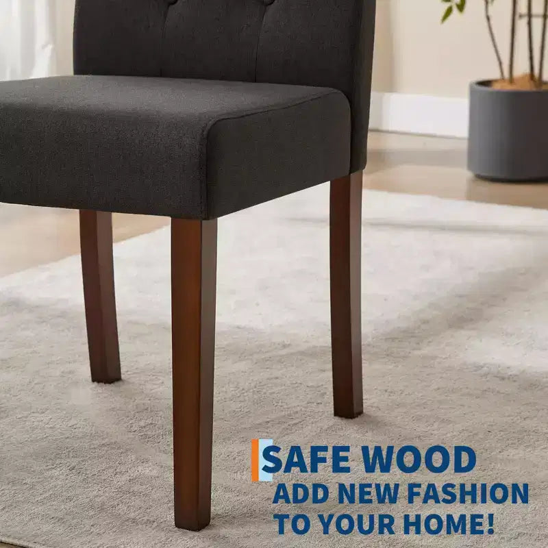 Parsons-eetkamerstoelen met knopen en capitonnering, set van 6 / 4 – gestoffeerde keukenstoelen met houten poten en gewatteerde zittingen – meubels voor woonkamer en keuken