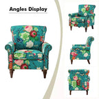 Araceli traditionele houten bloemenfauteuil met bekleding, hoge rugleuning en sierspijkerrand| ART OF LIVING DESIGNS