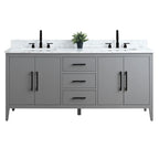Vanity Art 72 Double Sink Bathroom Vanity Cabinet with Engineered Marble Top