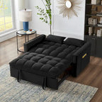 4 in1 Loveseat Sofa Bed with Armrests & Storage Pockets, Multi-Function Tufted Pull-out Sofa Bed with Adjustable Backrest