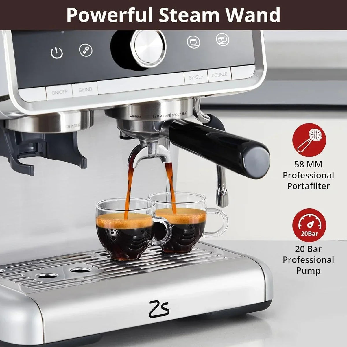 Aparat za espresso kavu s mlincem, spremnik za vodu od 2.8 L