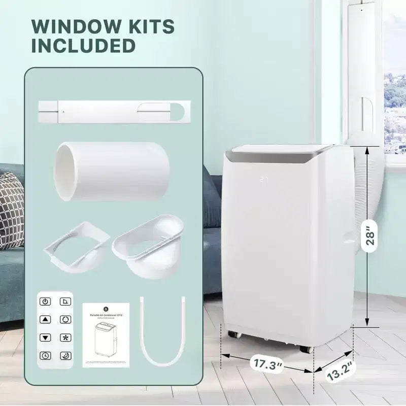 Climatizzatore portatile da 14000 BTU, raffredda fino a 750 piedi quadrati, unità portatile con deumidificatore