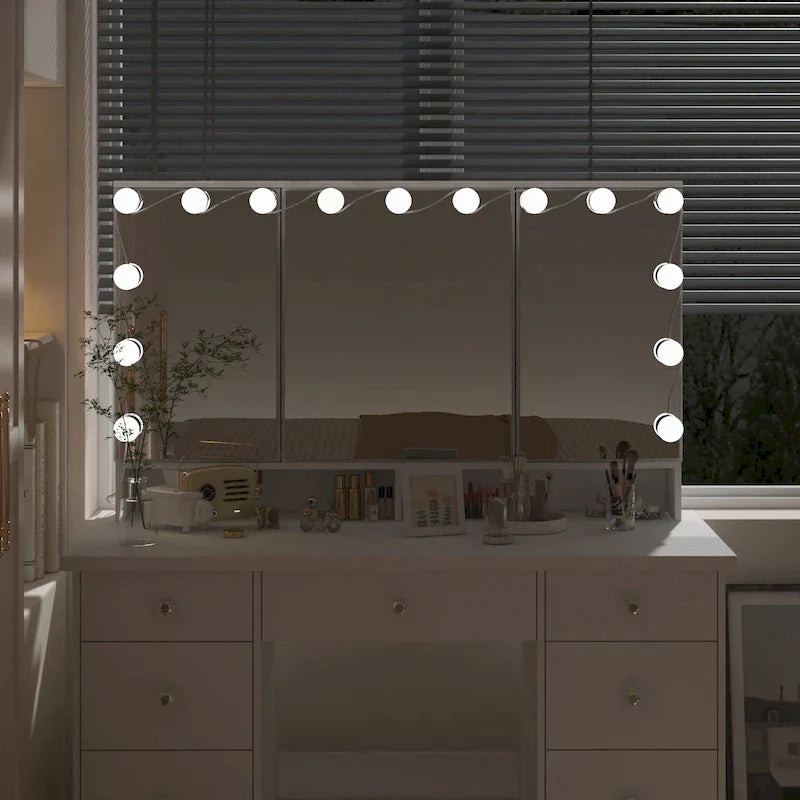 Luxuriöser LED-Schminktisch mit 9 Schubladen, eleganter Schminkplatz