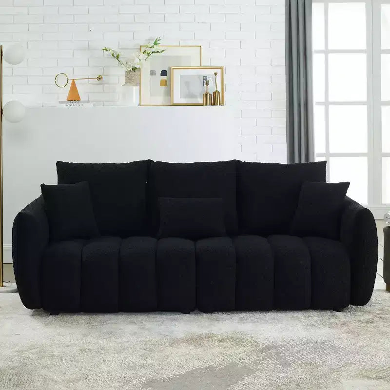Divano moderno GDFStudio Alanna da 79,5 pollici, a 3 posti, rivestito in tessuto teddy con cuscini