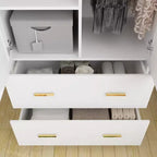 Hitow Armoire Double Drawer Mirrored Door Closet Zoned Storage