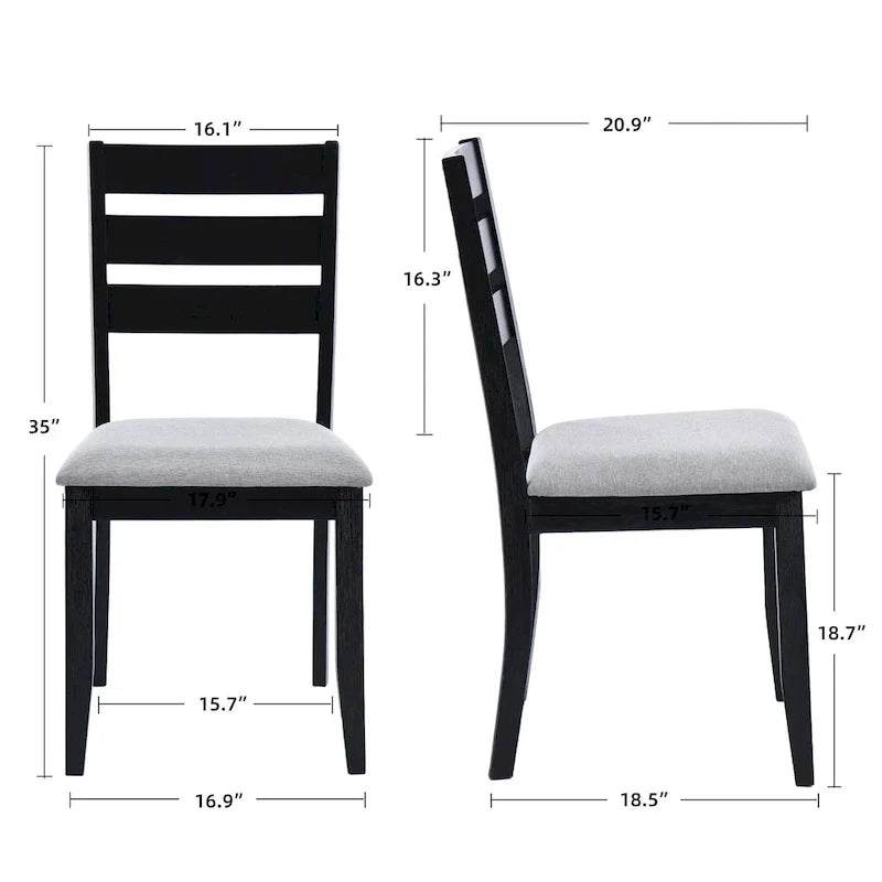 Houten eetkamerstoelen met lattenrug, set van 4