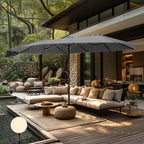 MAISON ARTS dubbele parasol voor terras, 15 ft, extra groot, tweepersoons, inclusief voet