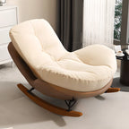 Sedia a dondolo imbottita in stile scandinavo con pouf opzionale