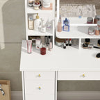 Set toaletnog stolića za šminkanje s LED svjetlom, ogledalom i tabureom
