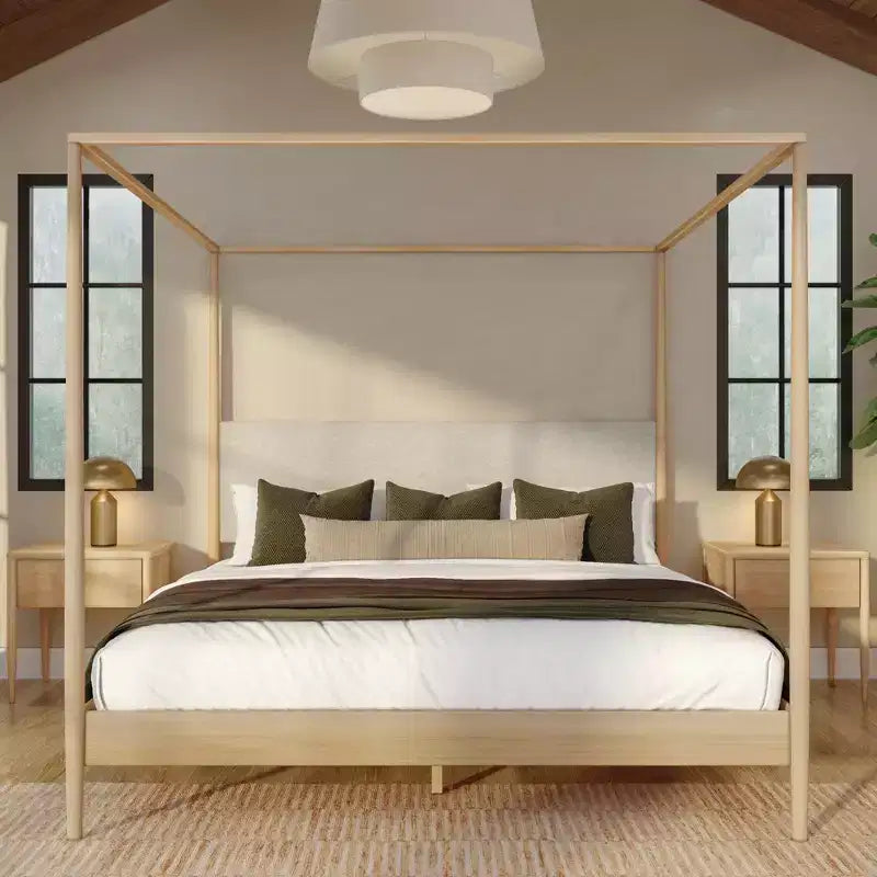Sodda king b’kanupew Harbor b’headboard miksi, Blond/Kafè Żvizzeru (MD2411-01)