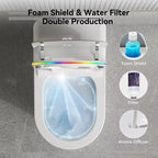 Dyonery Smart Toilet, Tankless One-Piece with Foam Shield, Auto Open/Close Lid, Heated Bidet & Dryer, LED Night Light, Auto Flush