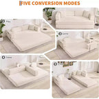 5-in-1-Schlafsofa, 78,8 Zoll, modulares Corduroy-Schlafsofa mit stabilem Rahmen, vielseitiger Futon für kleine Räume, Wohnzimmer und Gästezimmer