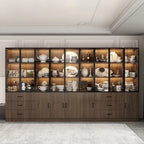 Beleuchteter Schrank aus Aluminium und Glas, individuell anpassbar als Sideboard oder Bücherregal