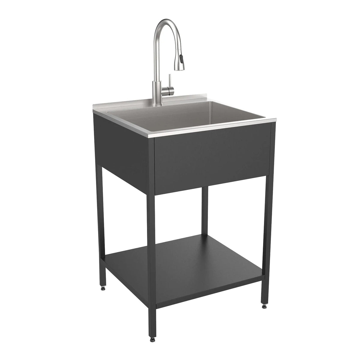 Sink tal-ħasil tal-ħwejjeġ u stand tal-ħasil tal-istainless steel, 24-in W x 22-in D x 35-in H