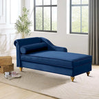 Chaise longue elegante francese rivestita in velluto con contenitore e cuscino