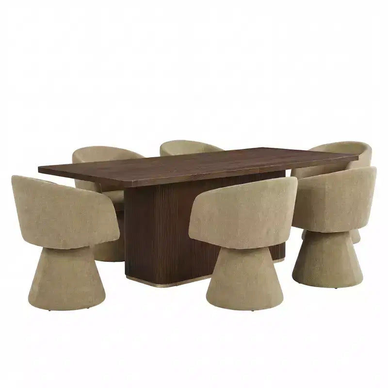 Sett tal-ikel modern Christopher Knight Home Yodsak ta’ 7 biċċiet tal-injam u tal-metall b’siġġijiet li jduru 180