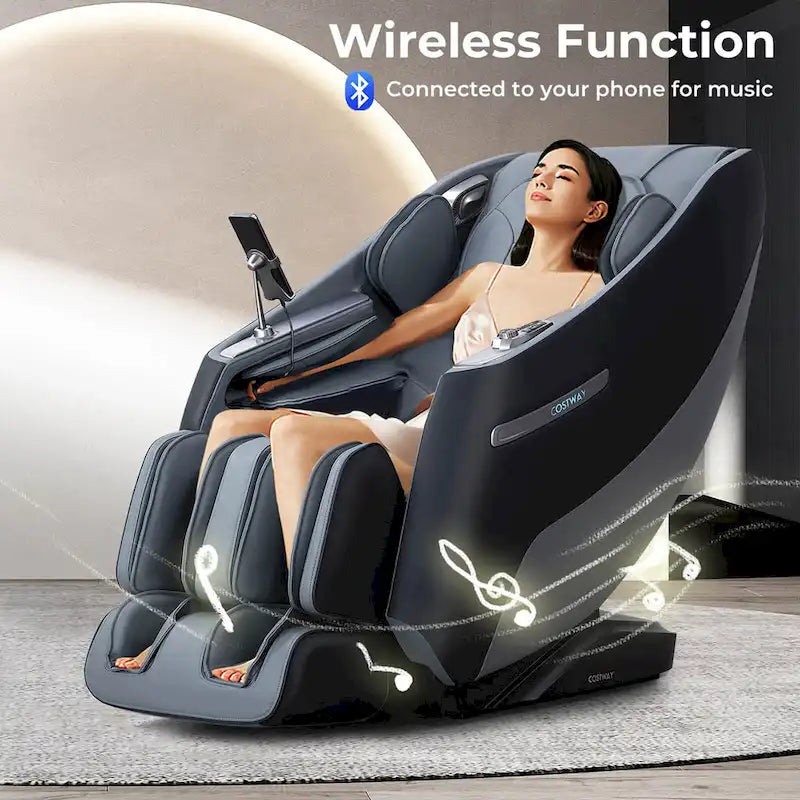 Poltrona massaggiante integrale Costway Zero Gravity con binario SL e supporto lombare