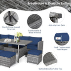 Costway 7-delige eethoek voor de patio van rotan, modulaire bank, fauteuil en voetenbank - Bekijk de details